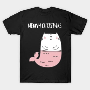 Mermaid Christmas cat T-Shirt